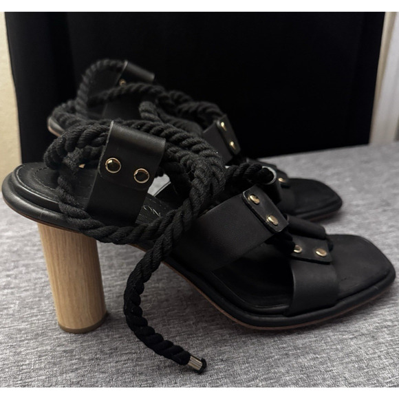 Ulla Johnson Elvie Rope High Heel Sandals Size 40 / US 9.5 Black - Picture 3 of 11
